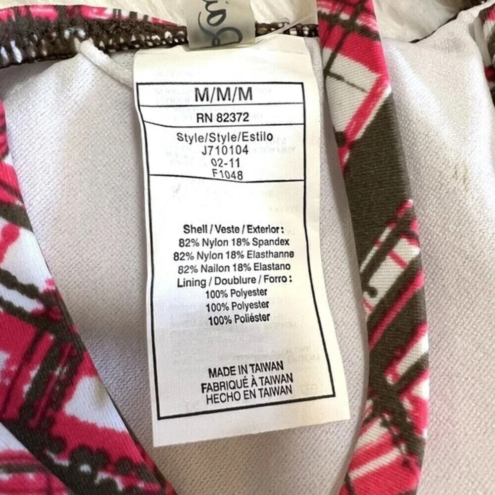 RAISINS Girl's Ruffle Swim Bikini Top Size M Plaid Pink,‎ Brown, White